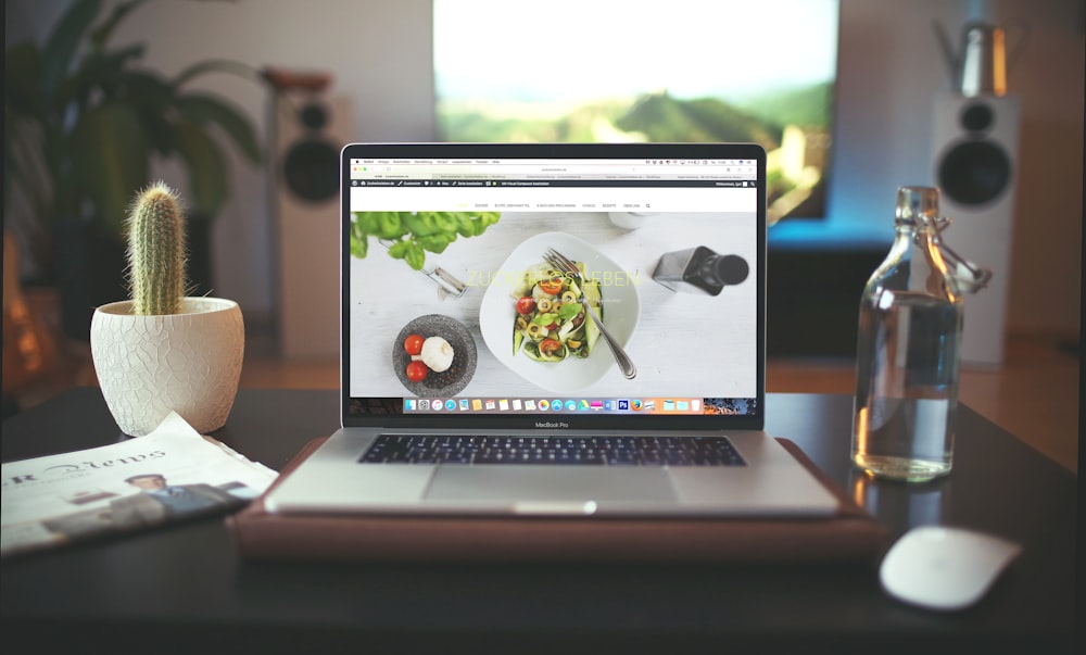 Example restaurant and recipe website on a laptop screen